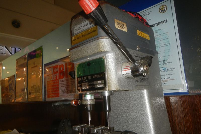 Close-up of a key duplicating machine